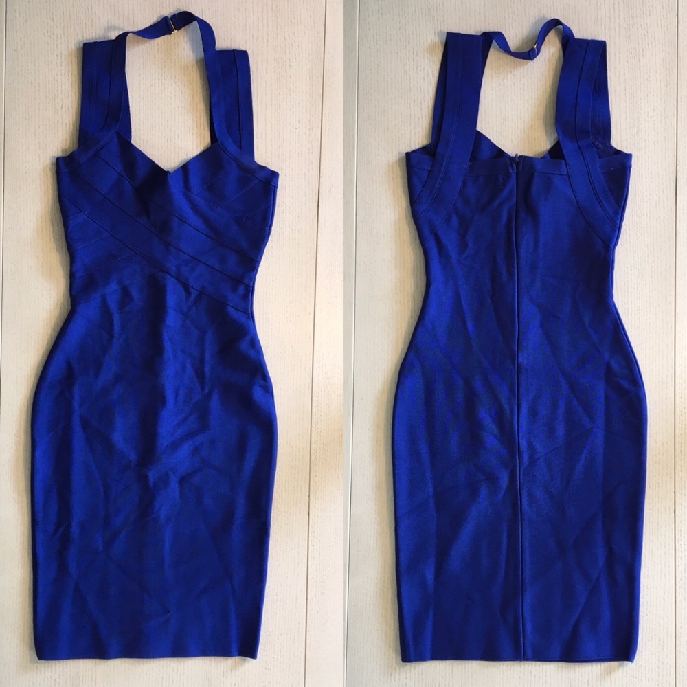 BCBG Exclusively For Nordstrom Criss Cross Bandage Dress In Royal Blue - Picture 3 of 9